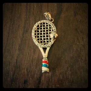 Tennis racket charm for necklace